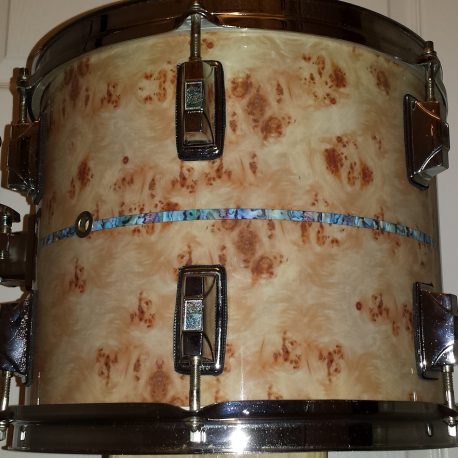 Figured Ash Burl Drum Wrap with Inlay