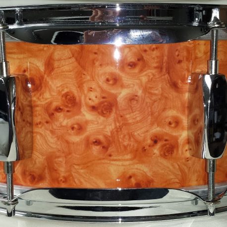 Elmwood Burl Drum Wrap with red stain