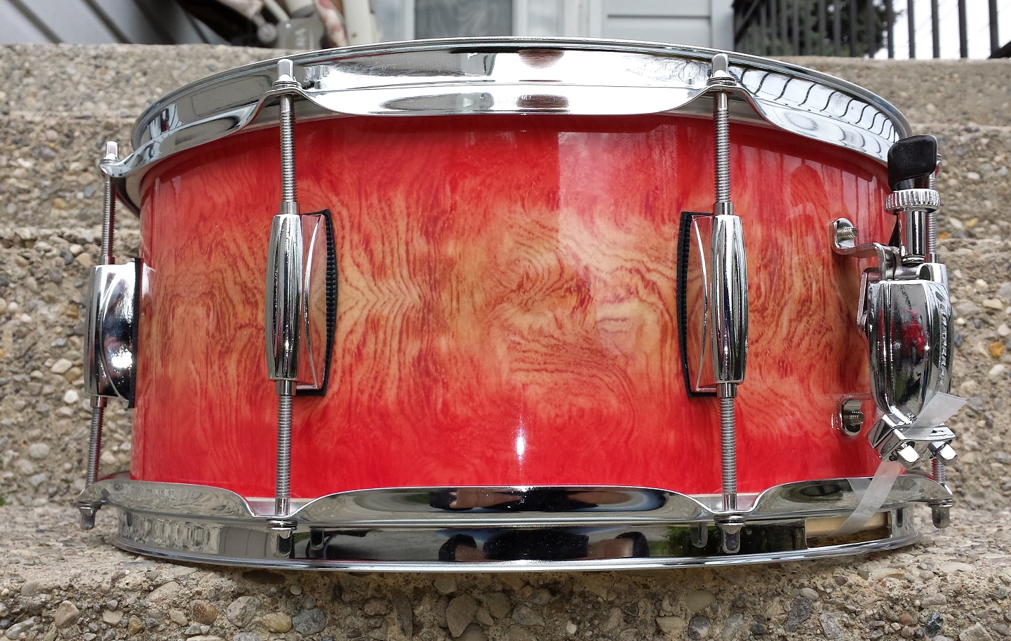 Bazinga Bubinga Drum Wrap with added red fade